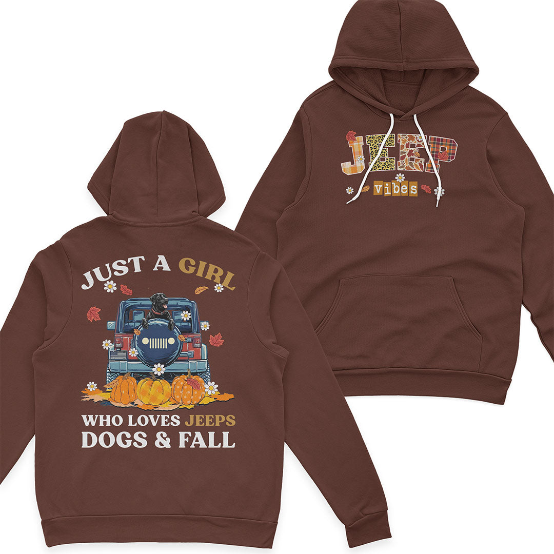 Just A Girl Who Loves Jeeps, Dogs & Fall T-Shirt Hoodie
