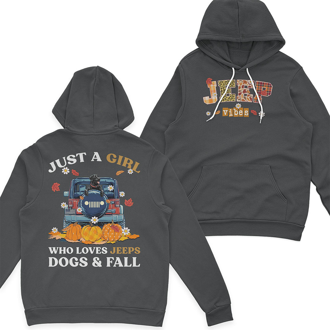 Just A Girl Who Loves Jeeps, Dogs & Fall T-Shirt Hoodie Supler Store