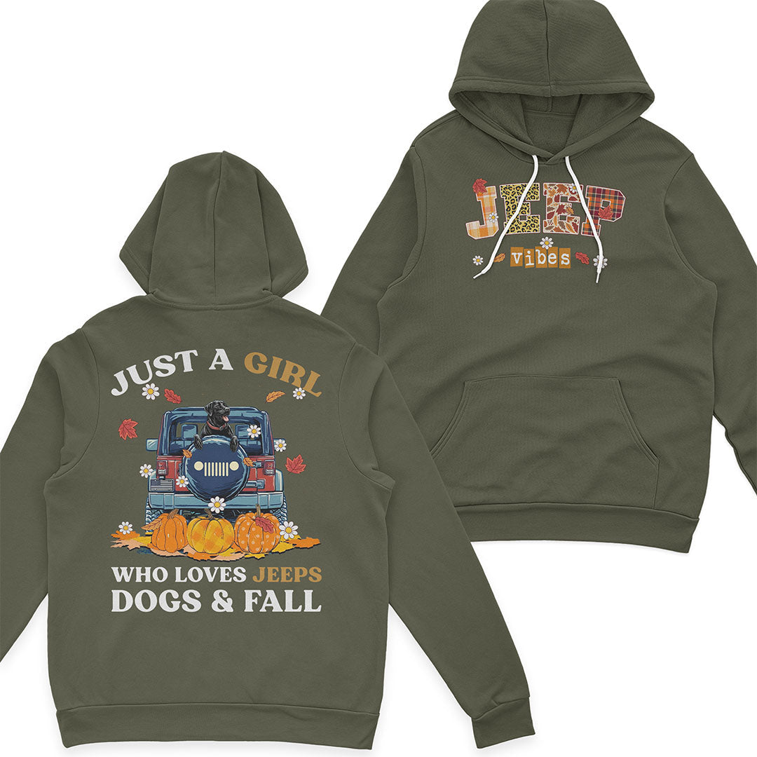 Just A Girl Who Loves Jeeps, Dogs & Fall T-Shirt Hoodie Supler Store