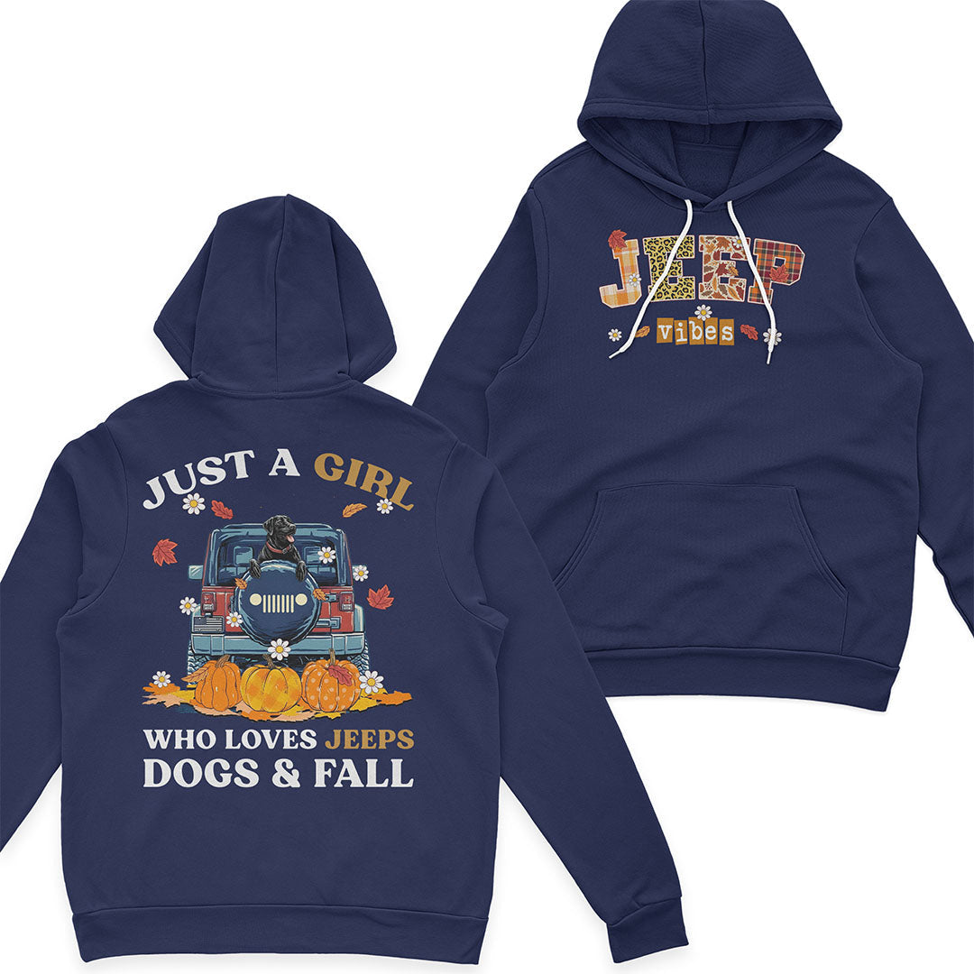 Just A Girl Who Loves Jeeps, Dogs & Fall T-Shirt Hoodie Supler Store
