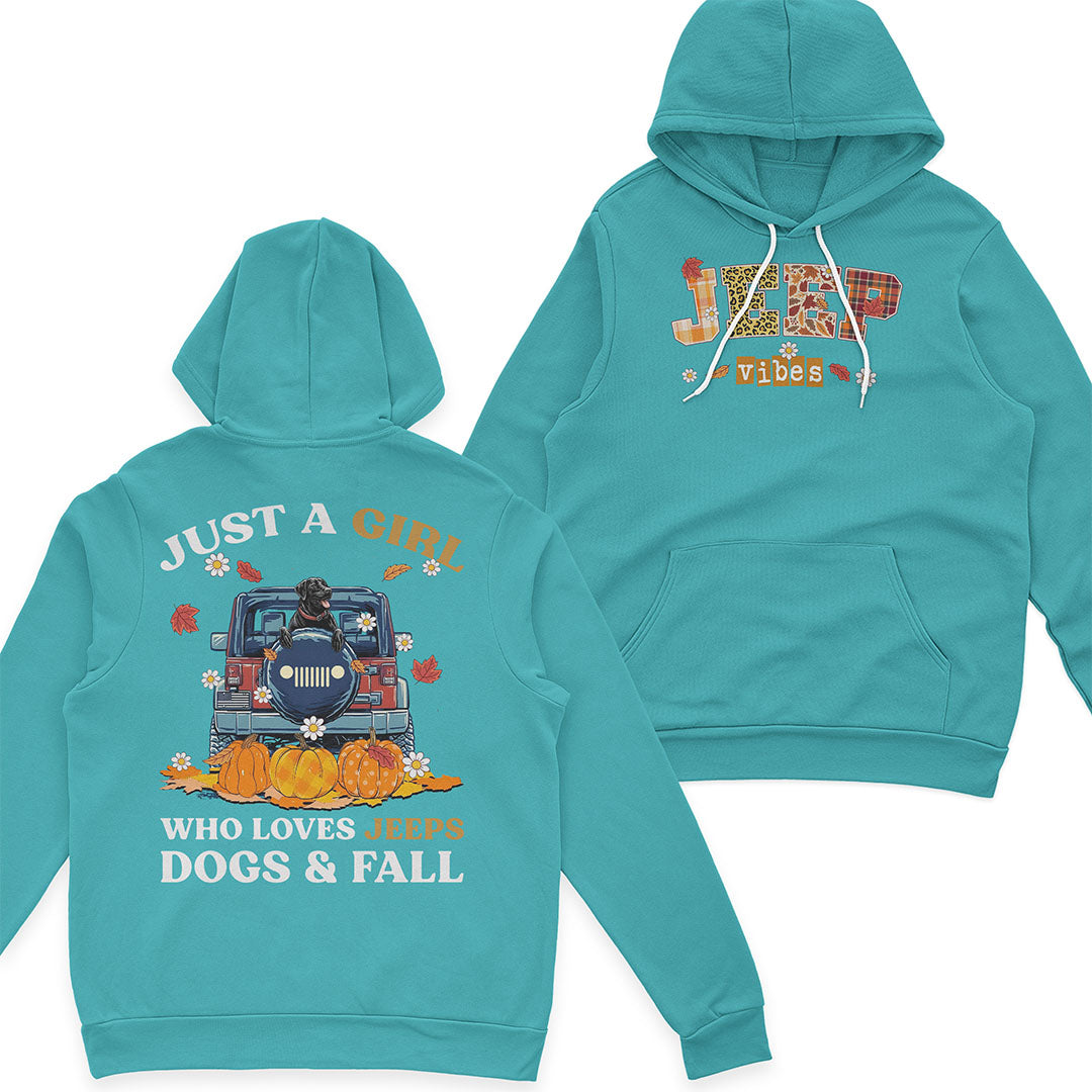 Just A Girl Who Loves Jeeps, Dogs & Fall T-Shirt Hoodie Supler Store
