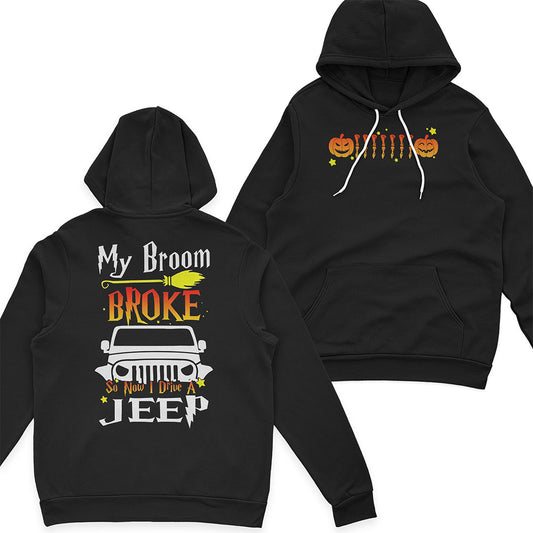 Jeep My Broom Broke Pumpkin Funny Halloween T-Shirt Hoodie Supler Store