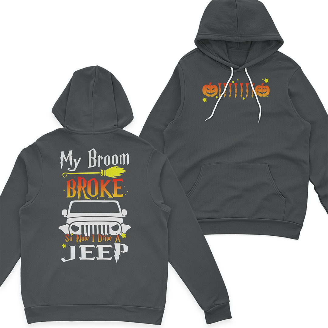 Jeep My Broom Broke Pumpkin Funny Halloween T-Shirt Hoodie Supler Store