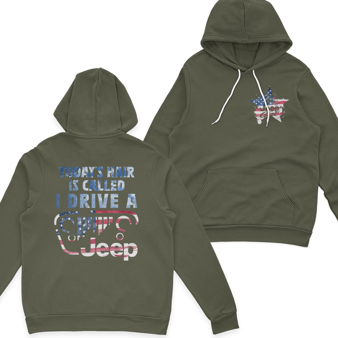 Jeep Girl Hair American Flag US Independennce Day 4th Of July T-Shirt Hoodie Supler Store