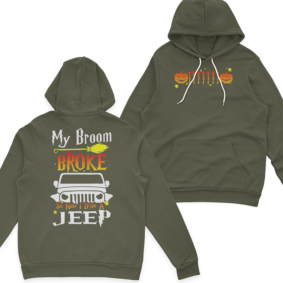 Jeep My Broom Broke Pumpkin Funny Halloween T-Shirt Hoodie Supler Store