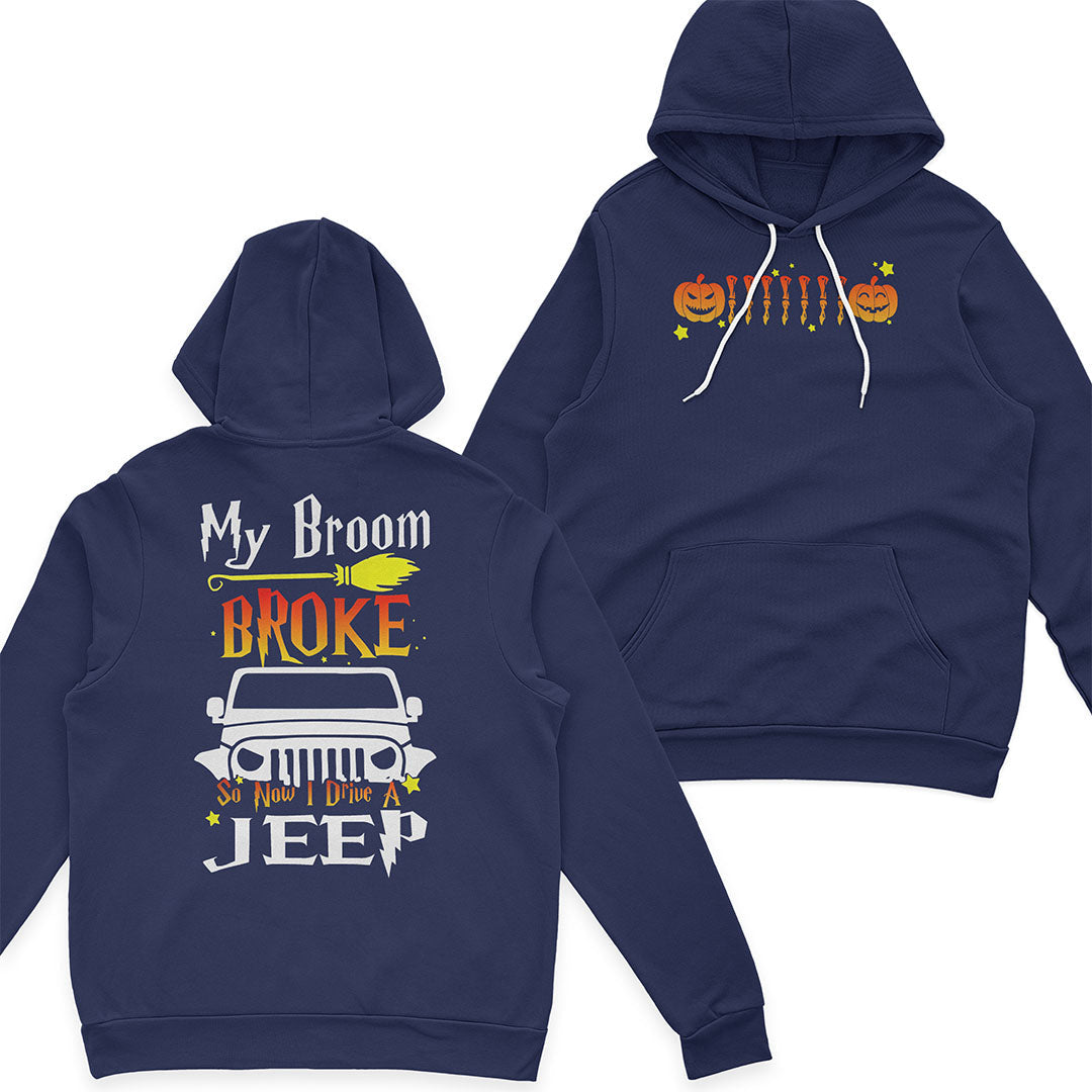 Jeep My Broom Broke Pumpkin Funny Halloween T-Shirt Hoodie Supler Store