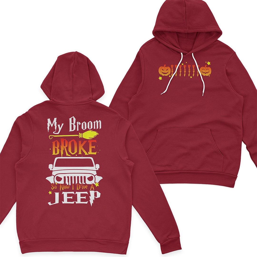 Jeep My Broom Broke Pumpkin Funny Halloween T-Shirt Hoodie Supler Store