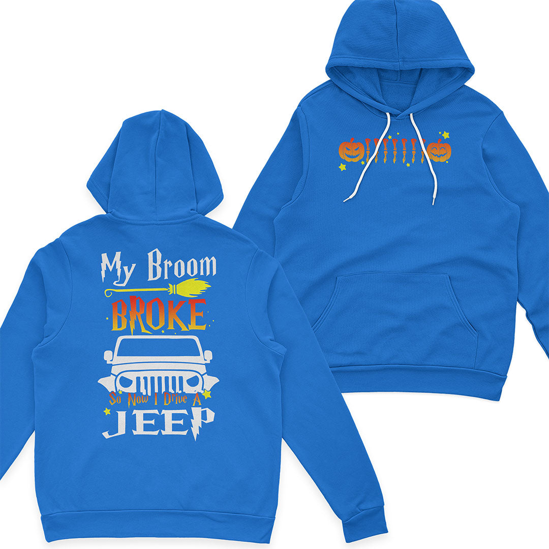 Jeep My Broom Broke Pumpkin Funny Halloween T-Shirt Hoodie Supler Store