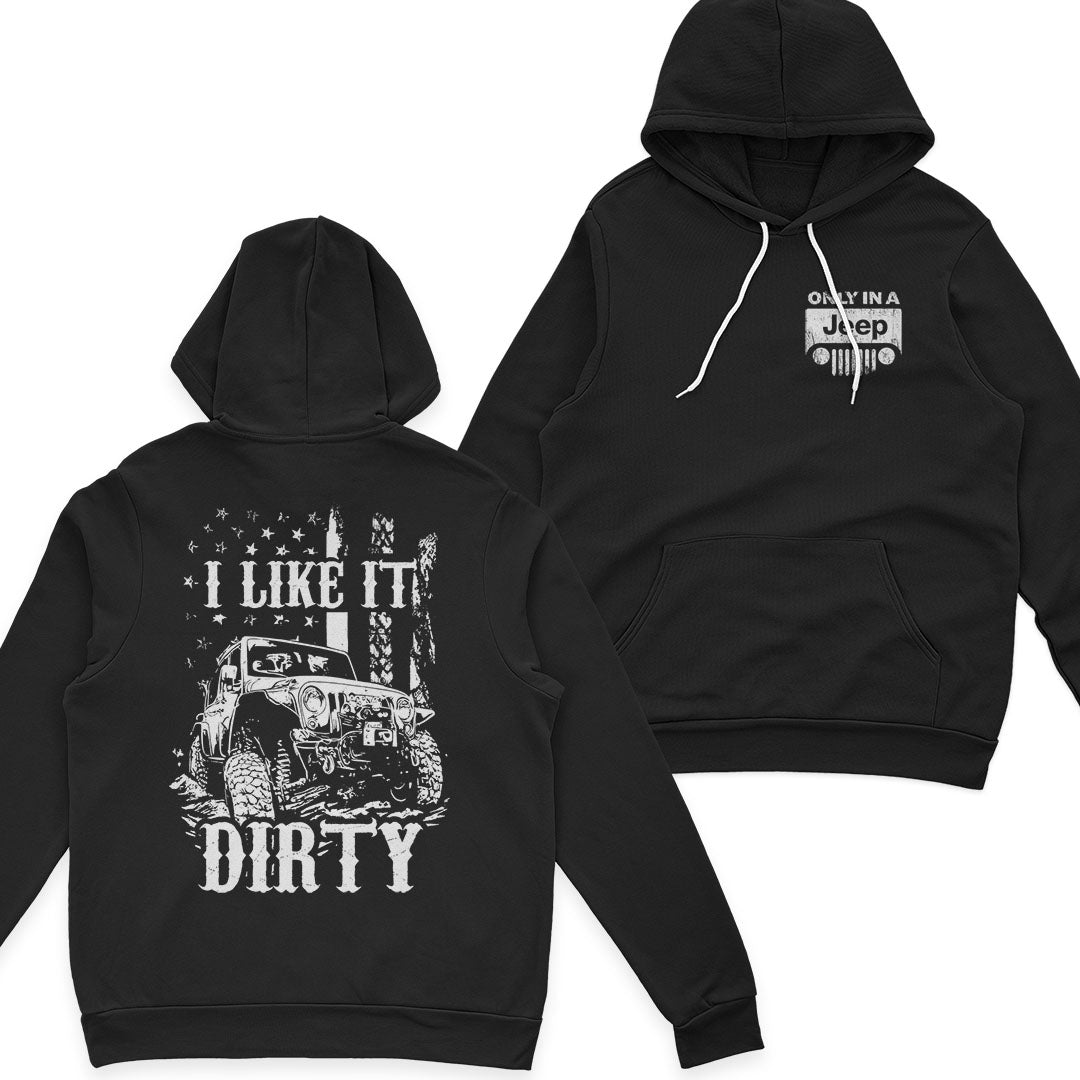 Jeep Offroad American Flag Get Dirty Men's T-Shirt Hoodie