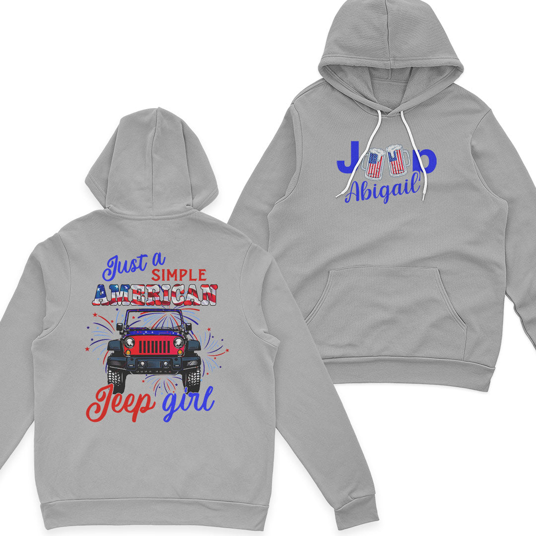 Personalized Just A Simple American Jeep Girl American Flag T-Shirt Hoodie