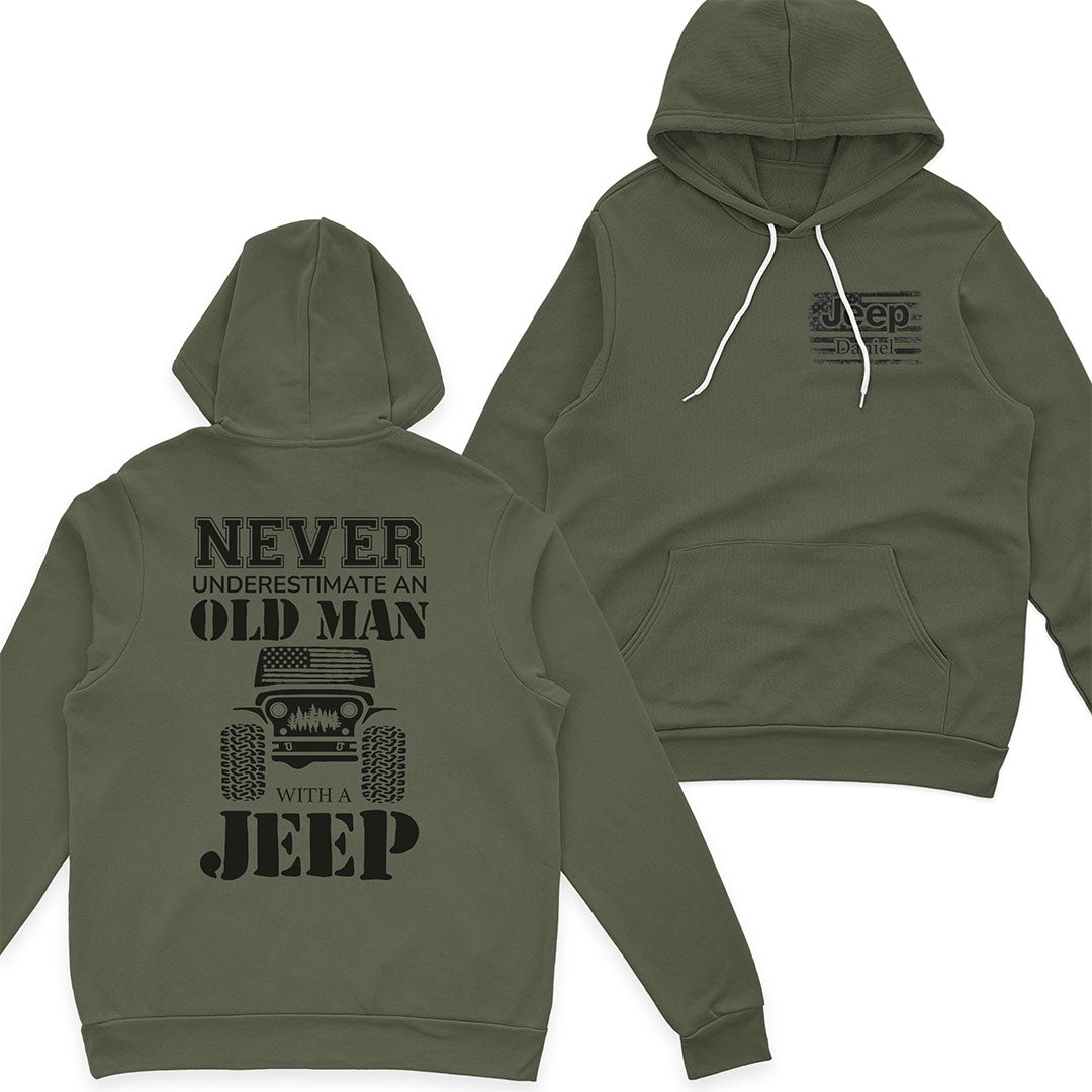 Personalized Jeep Never Underestimate An Old Man American Flag T-Shirt Hoodie
