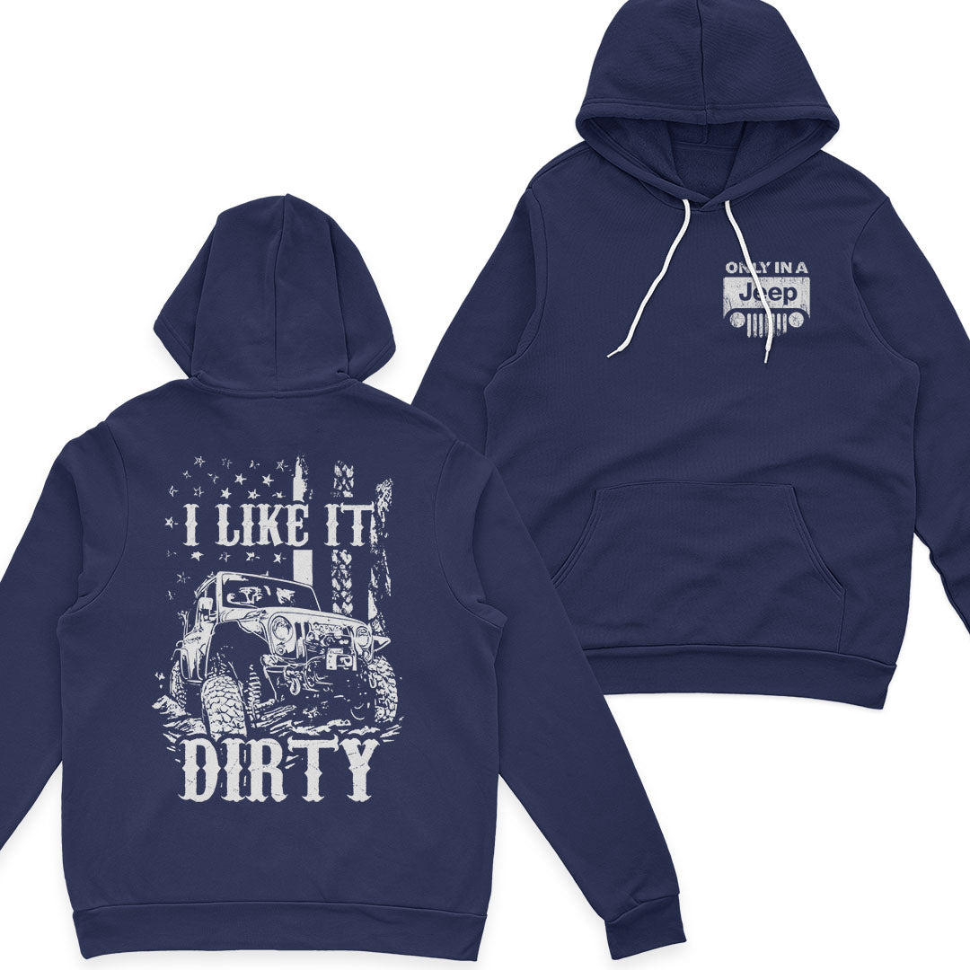 Jeep Offroad American Flag Get Dirty Men's T-Shirt Hoodie