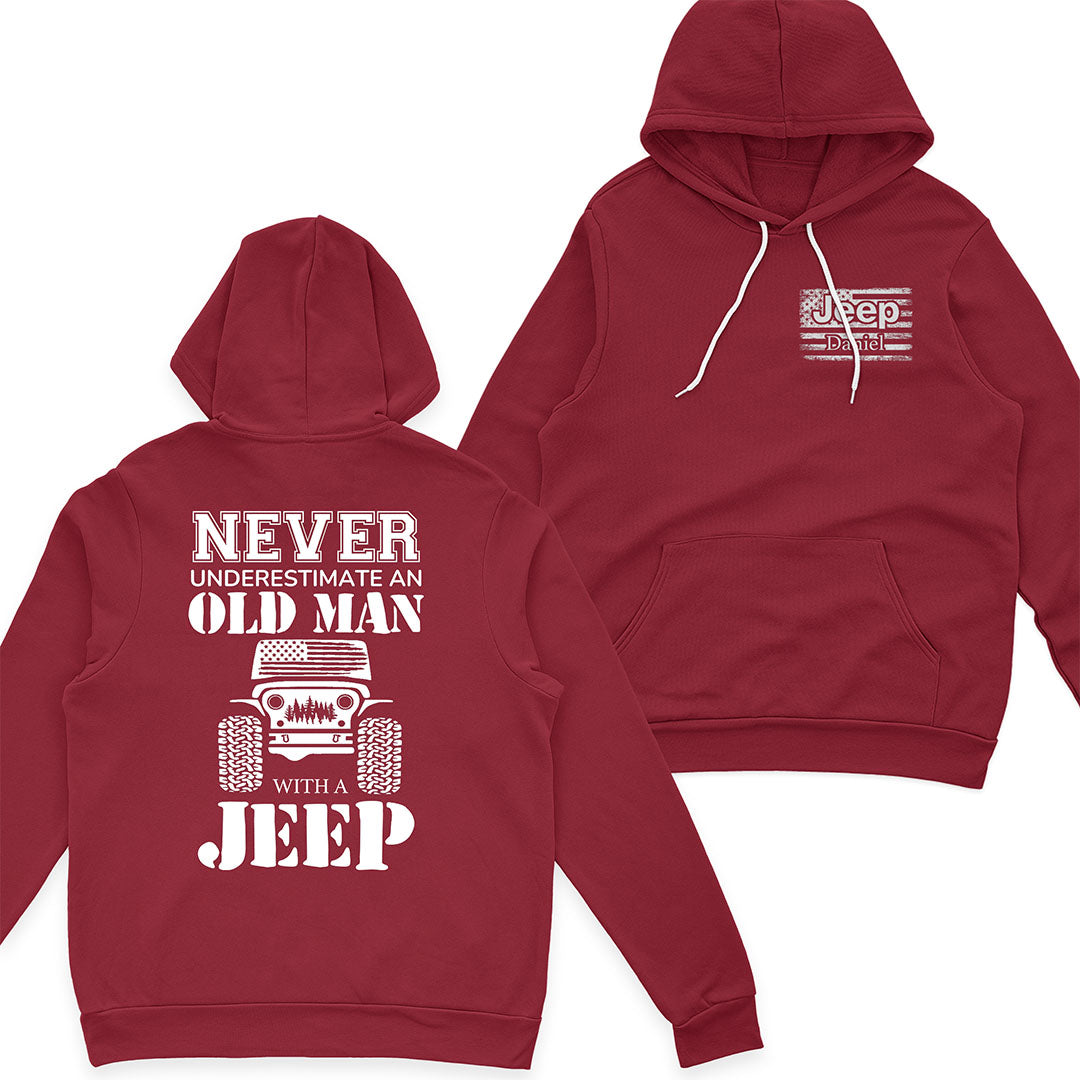 Personalized Jeep Never Underestimate An Old Man American Flag T-Shirt Hoodie