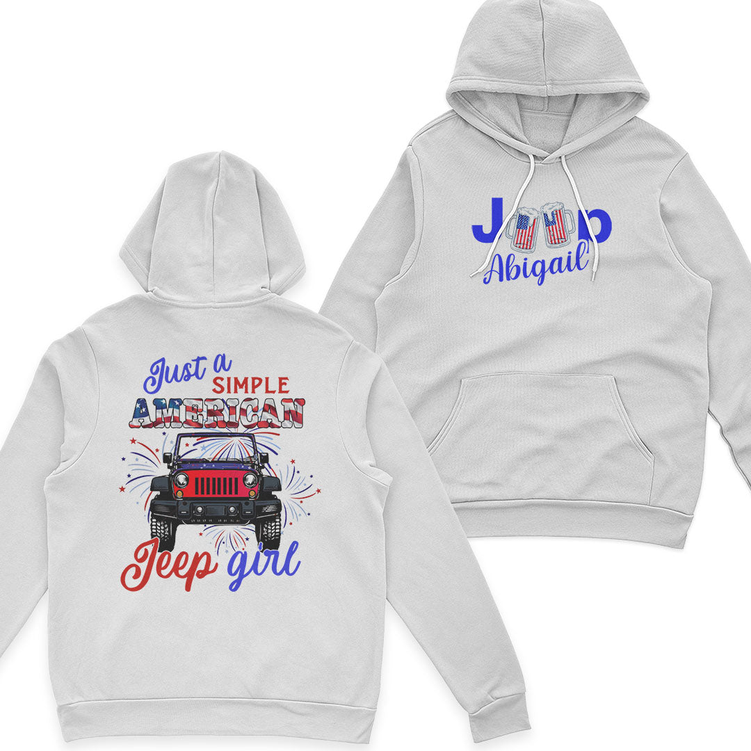 Personalized Just A Simple American Jeep Girl American Flag T-Shirt Hoodie