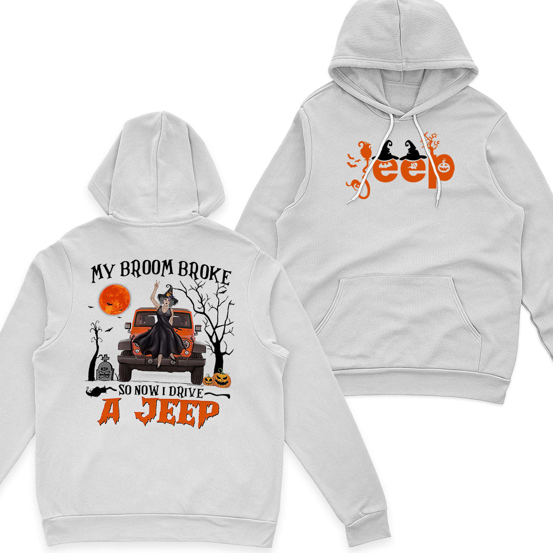 Halloween Witch My Broom Broke So Now I Drive A Jeep T-Shirt Hoodie Supler Store
