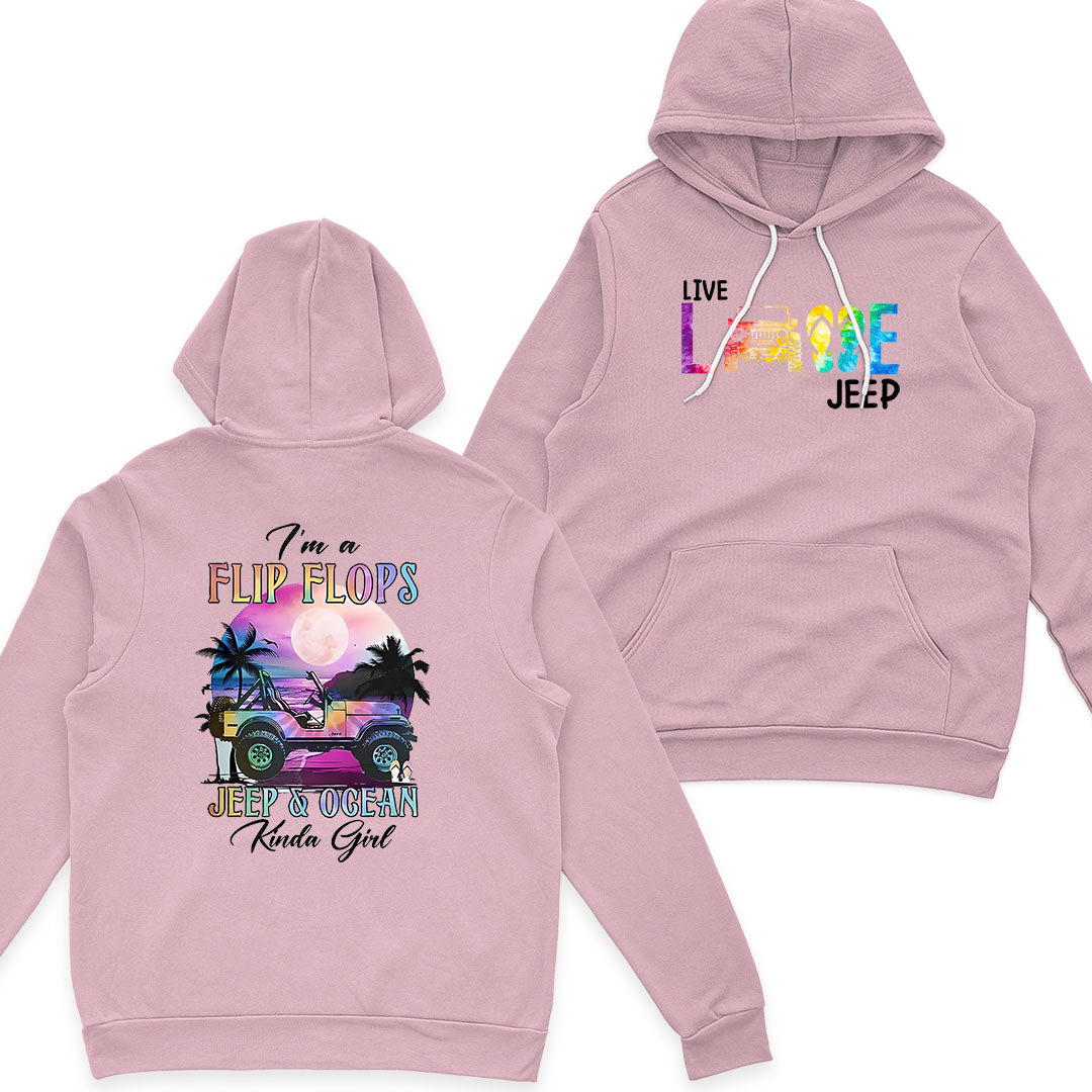 I'm A Flip Flops Jeep & Ocean Kinda Girl T-Shirt Hoodie