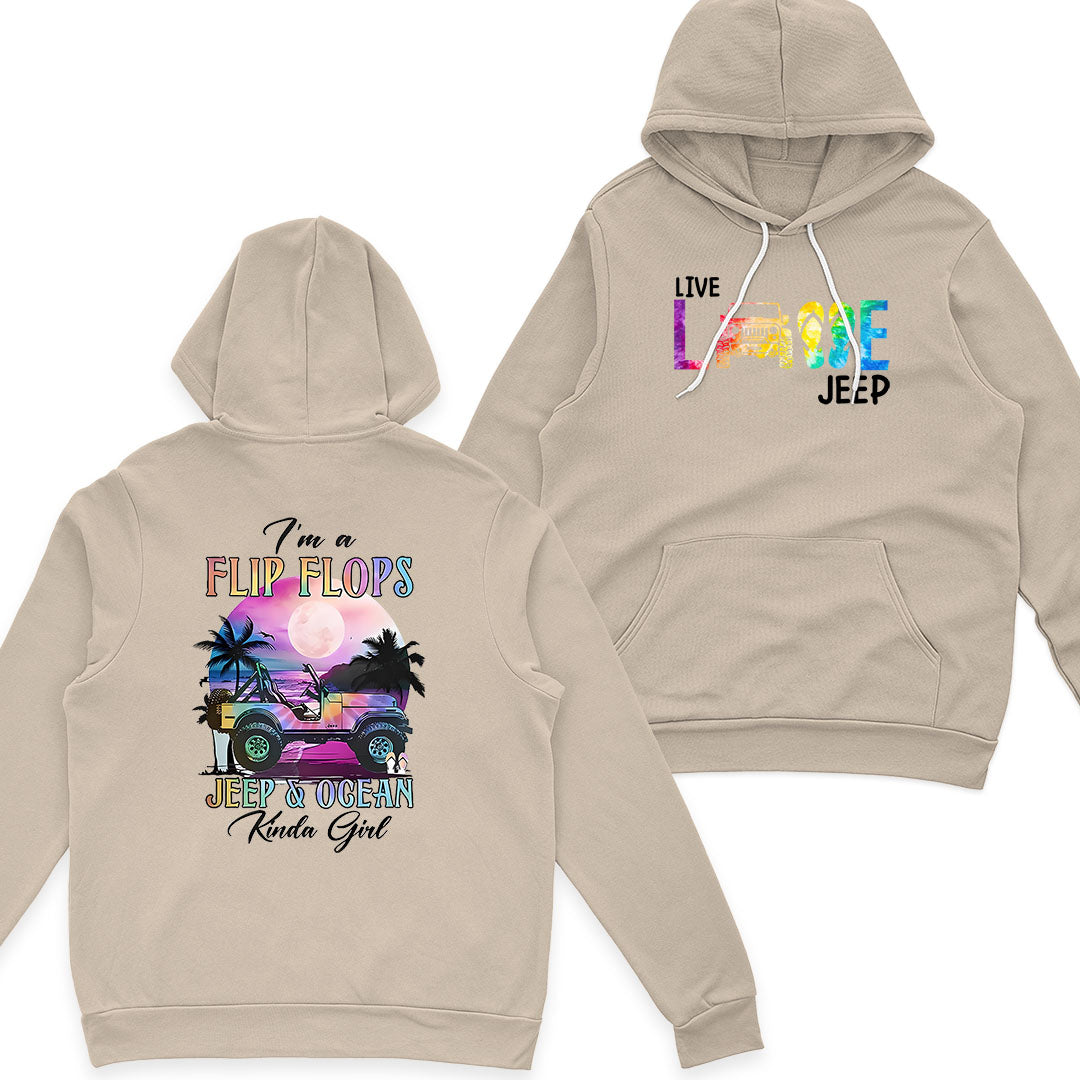 I'm A Flip Flops Jeep & Ocean Kinda Girl T-Shirt Hoodie