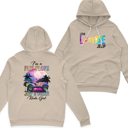 I'm A Flip Flops Jeep & Ocean Kinda Girl T-Shirt Hoodie