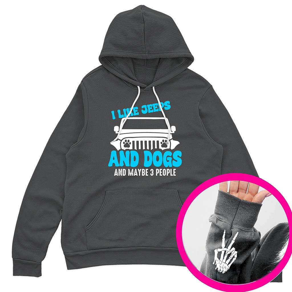 I Like Jeeps And Dogs Funny Skeleton Hand T-Shirt Hoodie Supler Store
