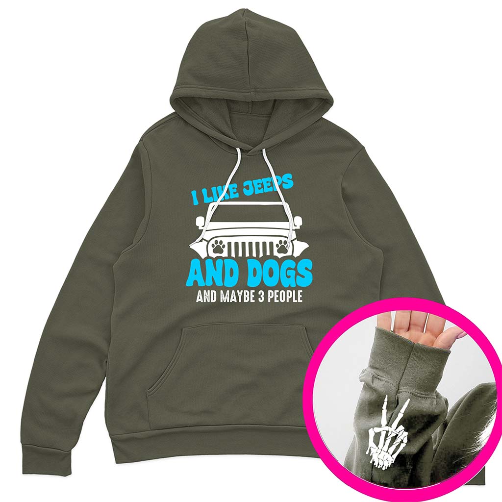 I Like Jeeps And Dogs Funny Skeleton Hand T-Shirt Hoodie Supler Store
