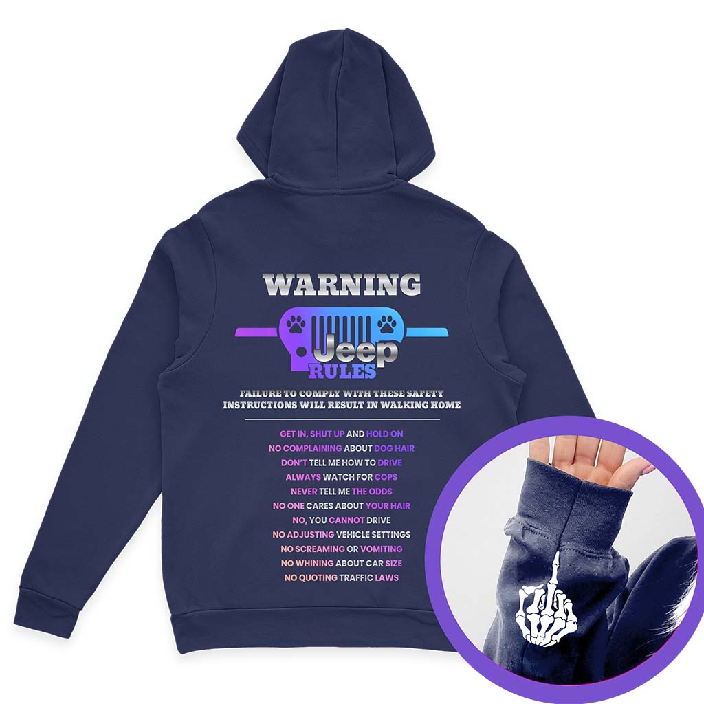 Warning Jeep Rules Dog Lovers Funny Skeleton Hand T-Shirt Hoodie Supler Store