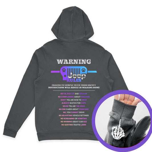 Warning Jeep Rules Dog Lovers Funny Skeleton Hand T-Shirt Hoodie Supler Store