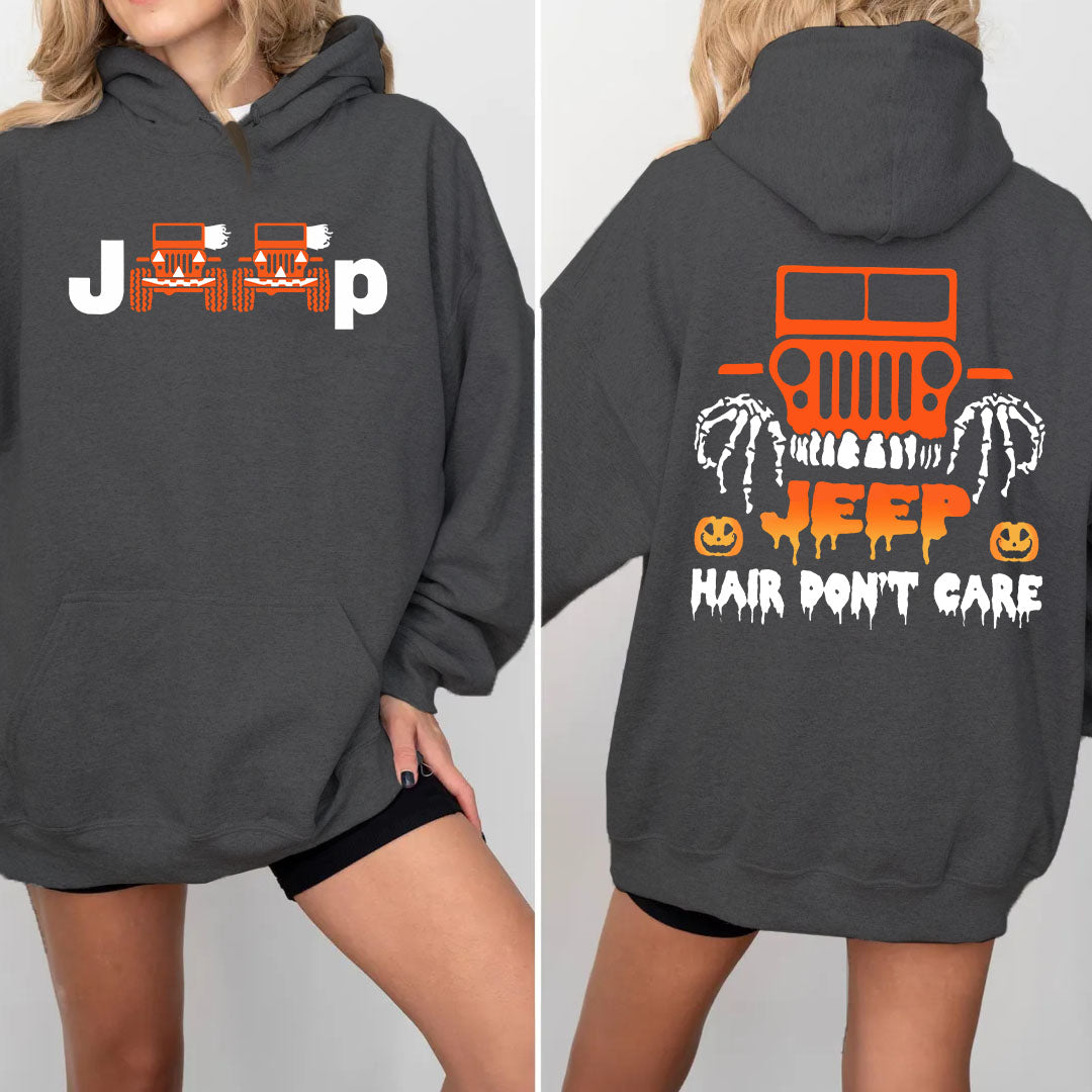 Jeep Hair Don't Care Skull Scary Funny Halloween T-Shirt Hoodie Supler Store