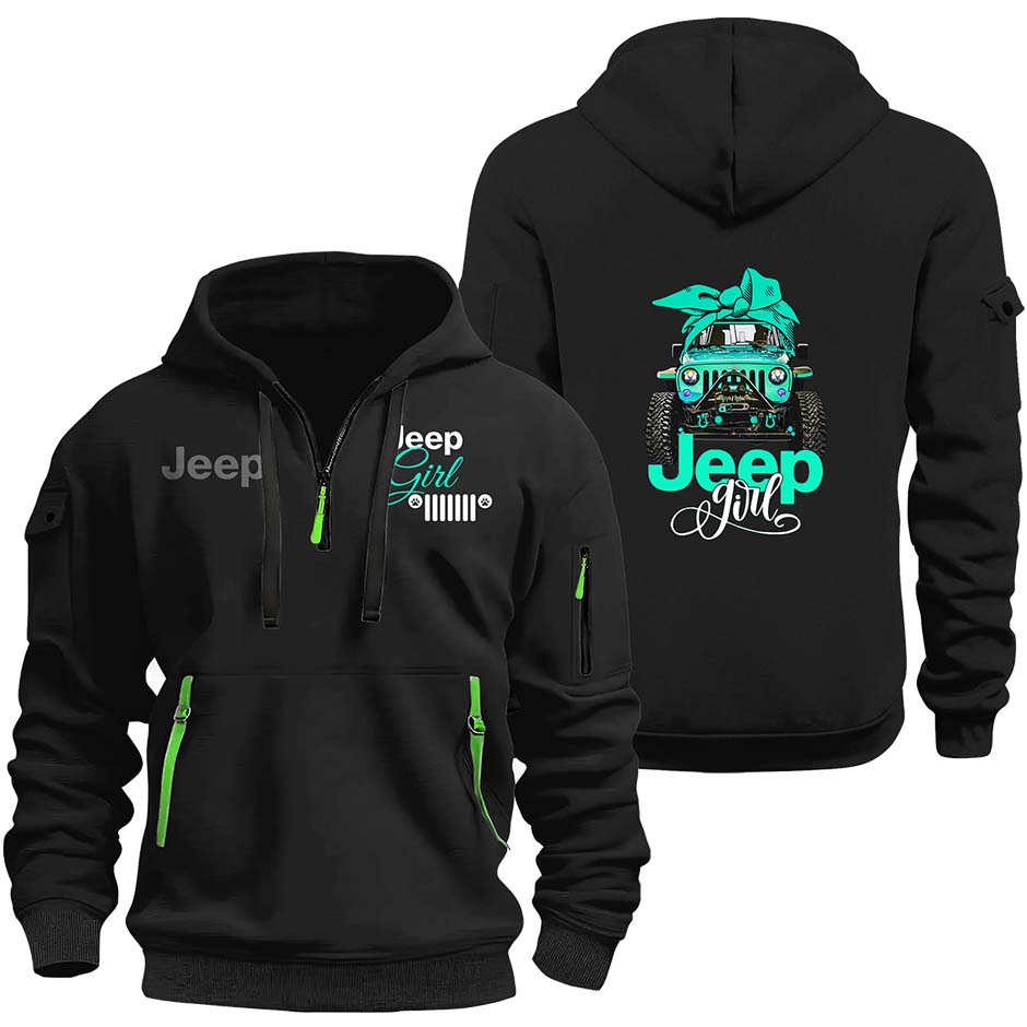 Multicolor Jeep Girl Quarter Zip Hoodie Supler Store