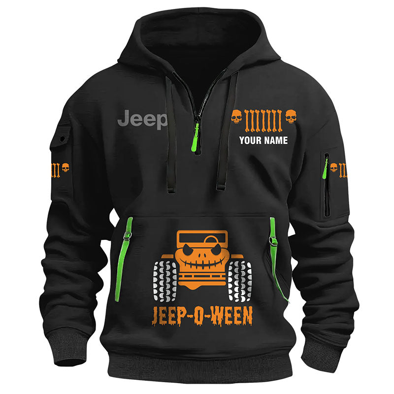 Personalized Halloween Jeep Quarter Zip Hoodie