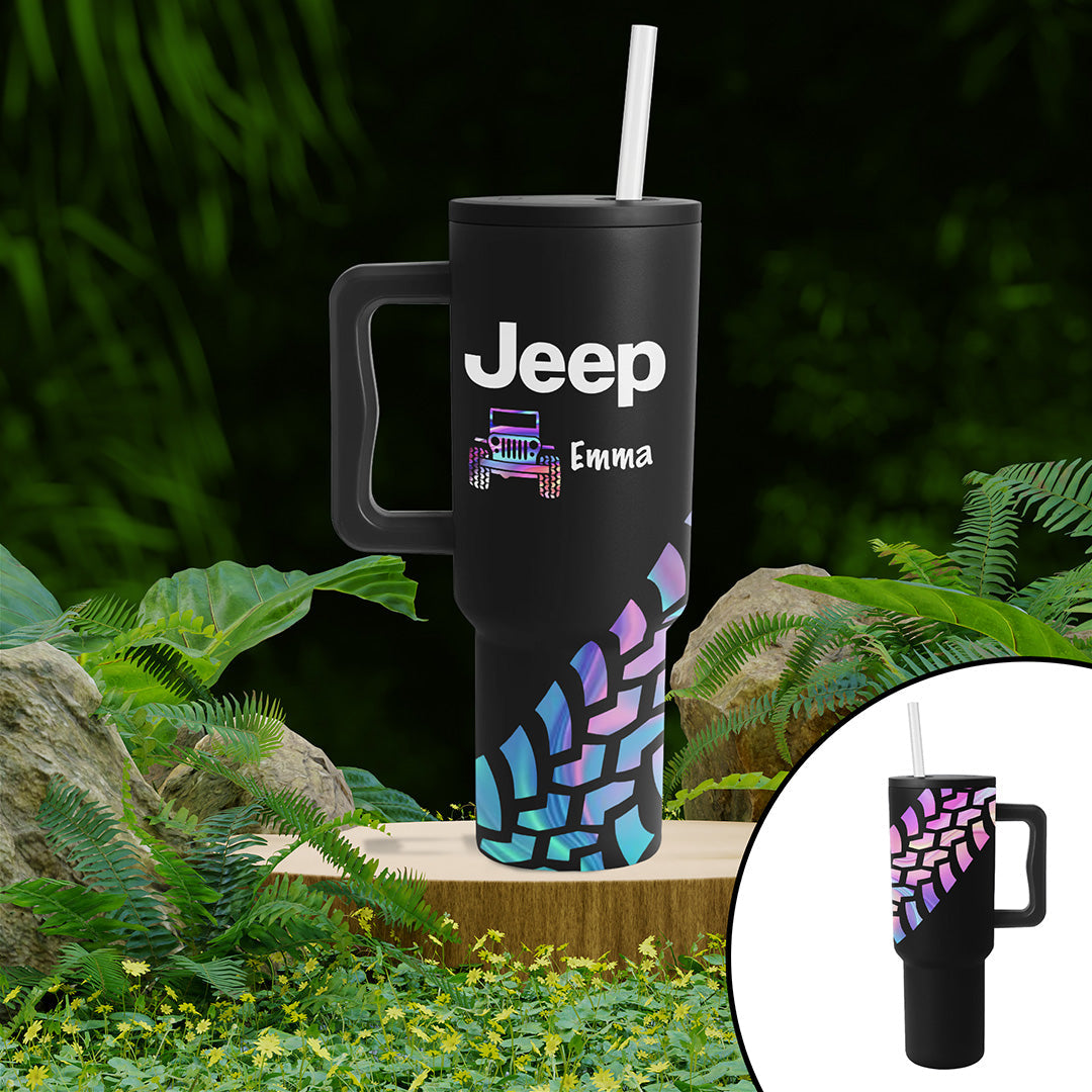 Personalized Jeep Trek Tumbler 40oz Tire Tracks Print Supler Store