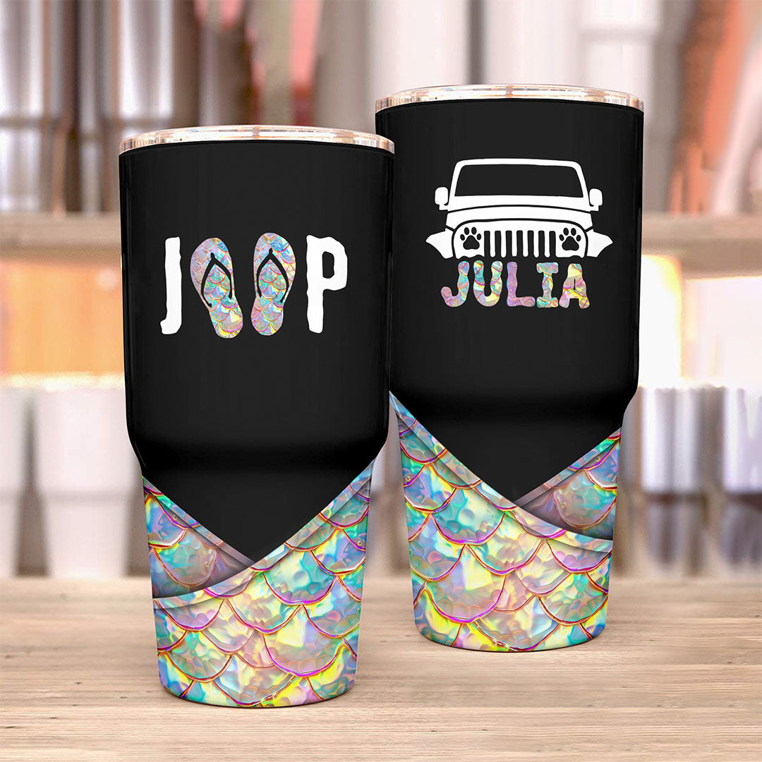 Personalized Jeep Beach Dog Mermaid Scales Trek Tumbler 40oz 30oz Supler Store