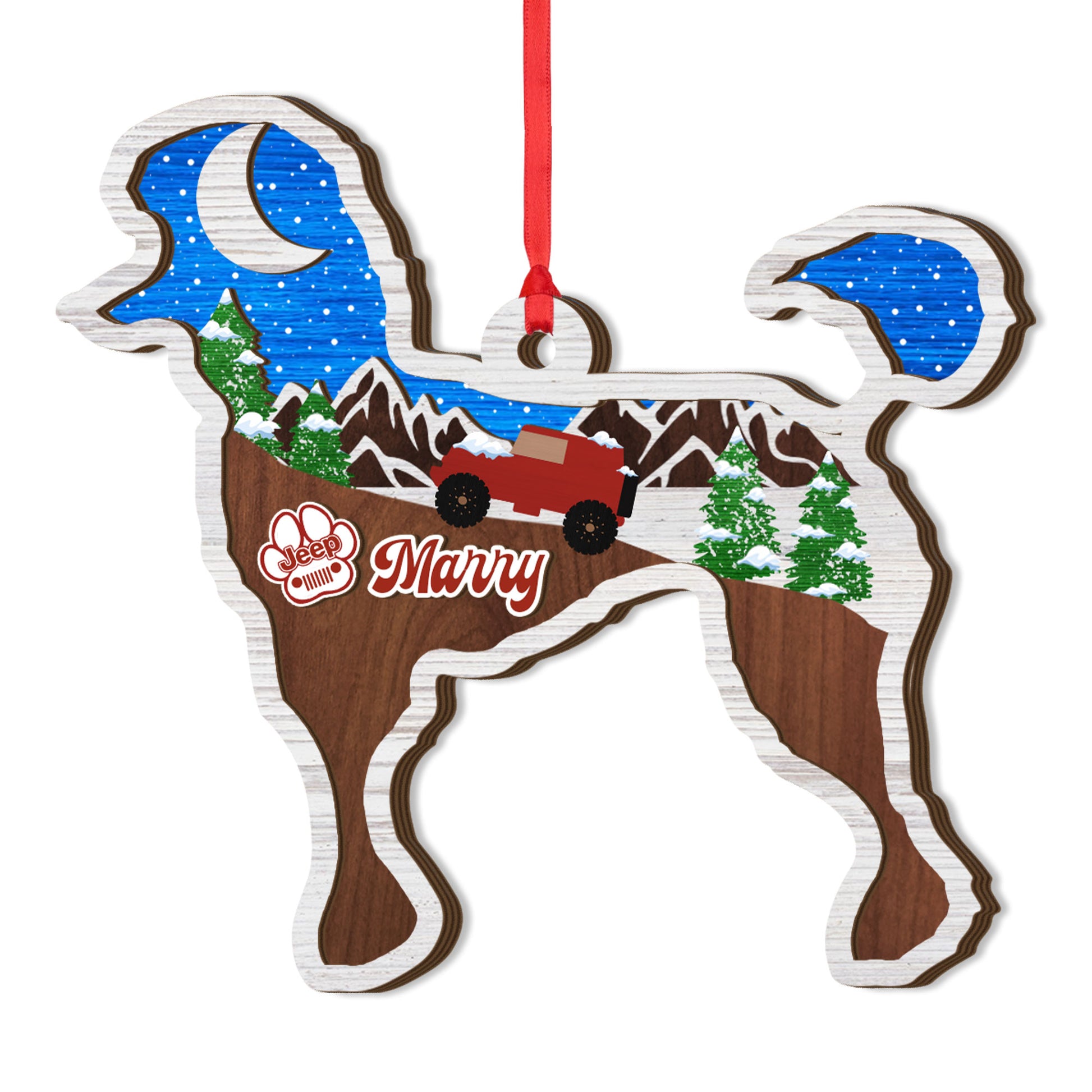 Personalized Jeep Dog Offroad 3 Layered Wooden Ornament Christmas Gifts Decor Supler Store