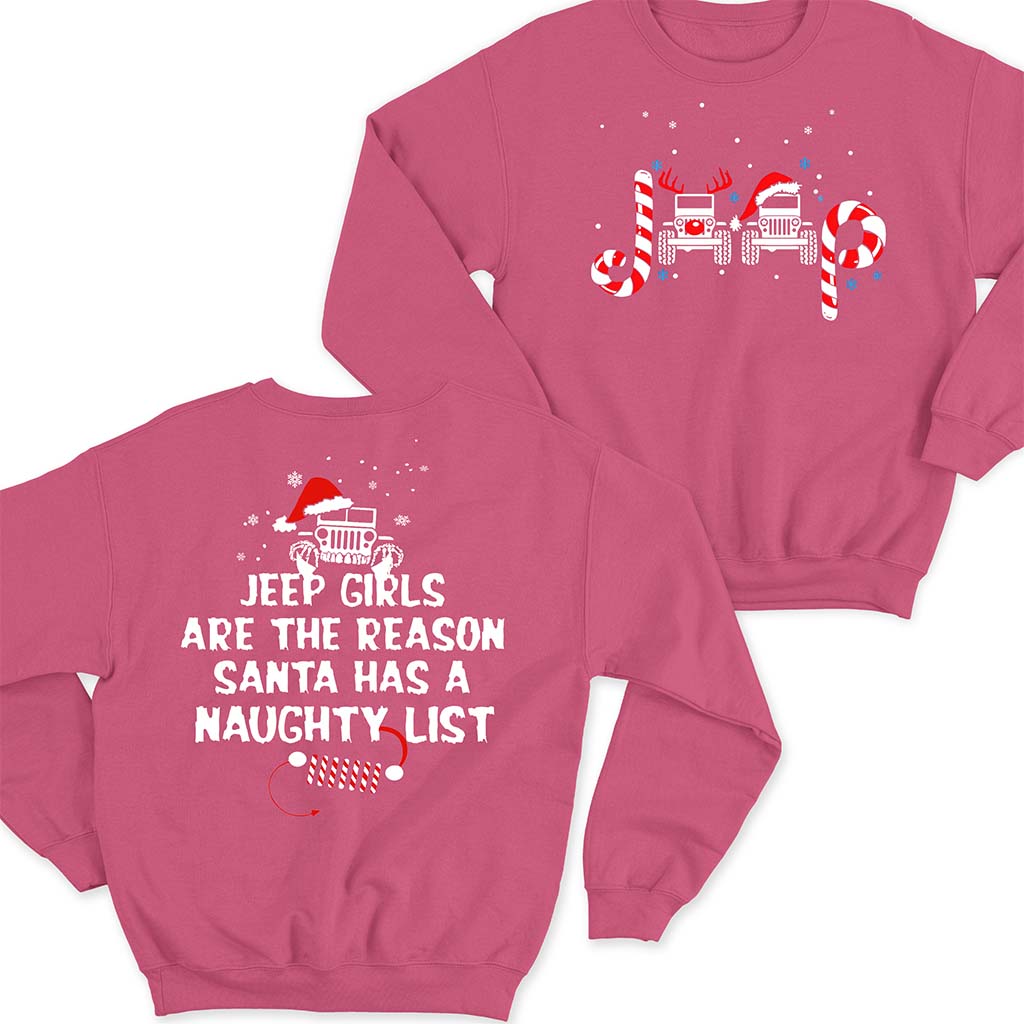 Jeep Girl Naughty List Christmas T-Shirt Hoodie Supler Store