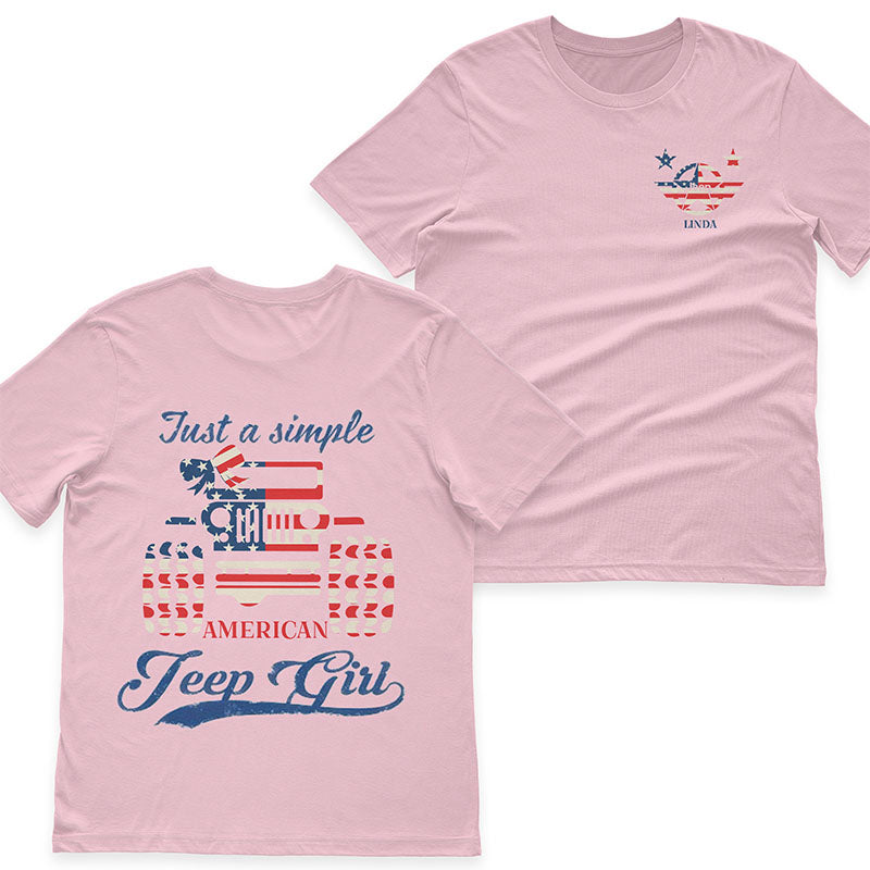 Personalized Jeep Just a Simple American Girl US Independennce Day 4th Of July T-Shirt Hoodie