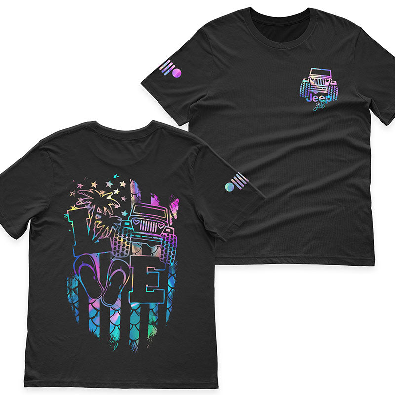 Jeep Girl Loves Beach Holographic T-Shirt Hoodie Supler Store