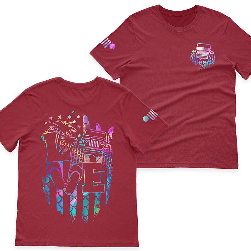 Jeep Girl Loves Beach Holographic T-Shirt Hoodie