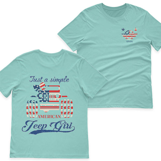 Personalized Jeep Just a Simple American Girl US Independennce Day 4th Of July T-Shirt Hoodie
