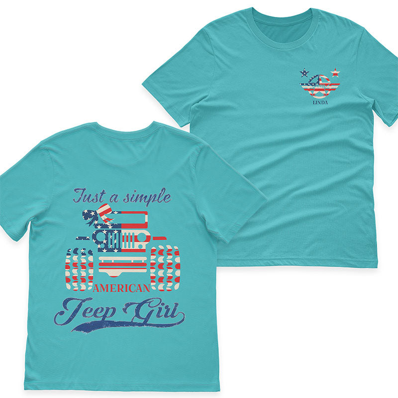 Personalized Jeep Just a Simple American Girl US Independennce Day 4th Of July T-Shirt Hoodie