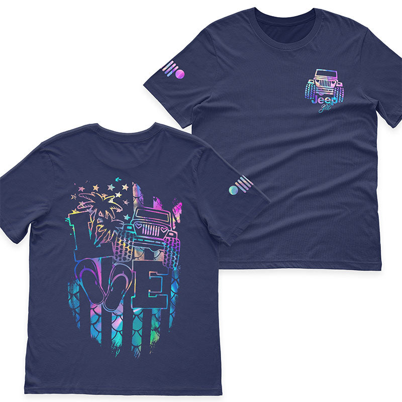 Jeep Girl Loves Beach Holographic T-Shirt Hoodie