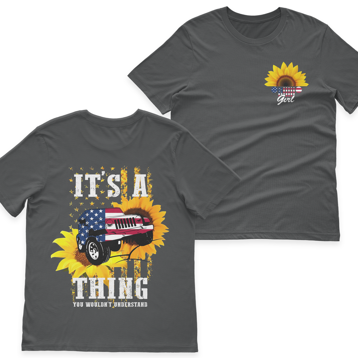 Jeep Girl Sunflower It's A Jeep Thing American Flag T-Shirt Hoodie
