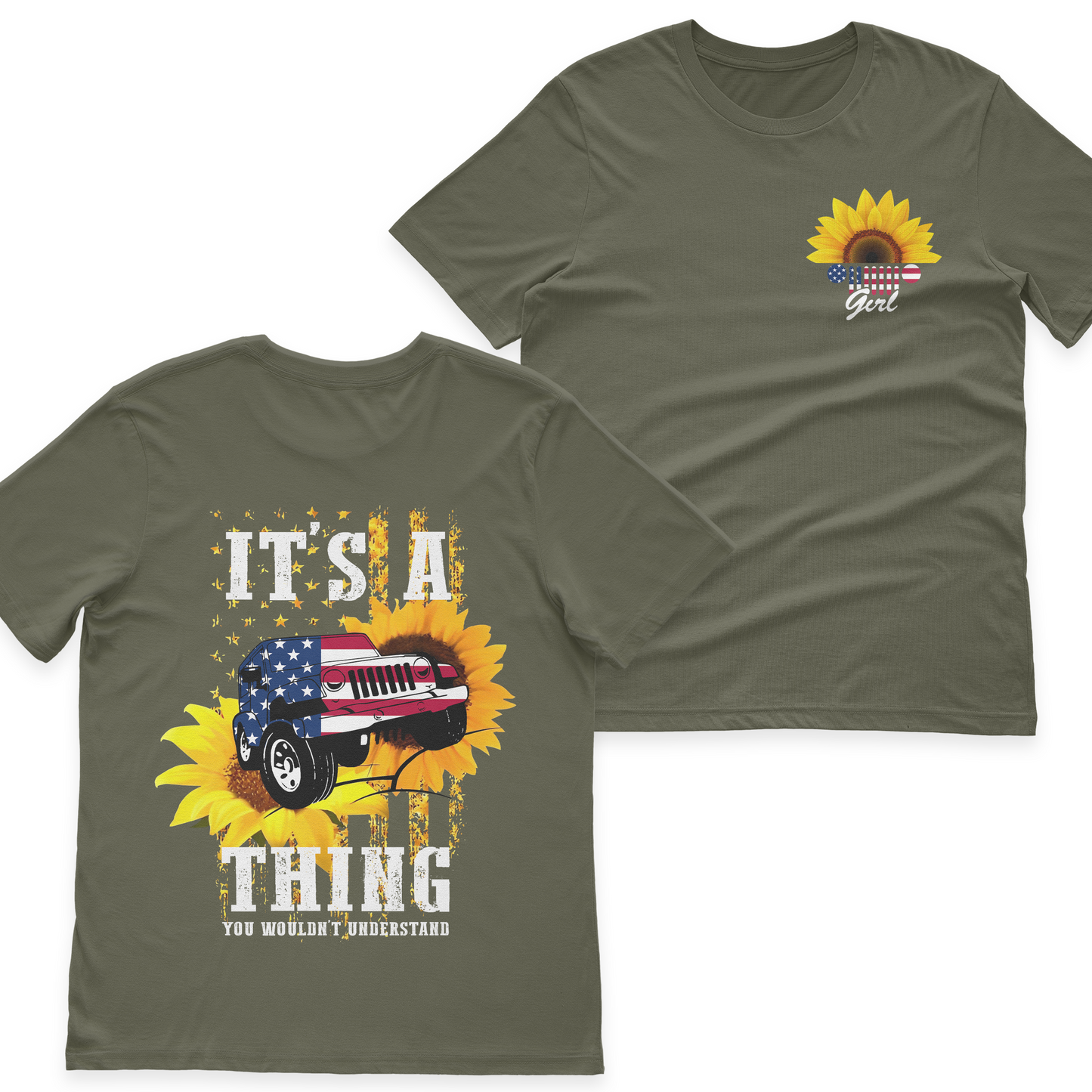 Jeep Girl Sunflower It's A Jeep Thing American Flag T-Shirt Hoodie