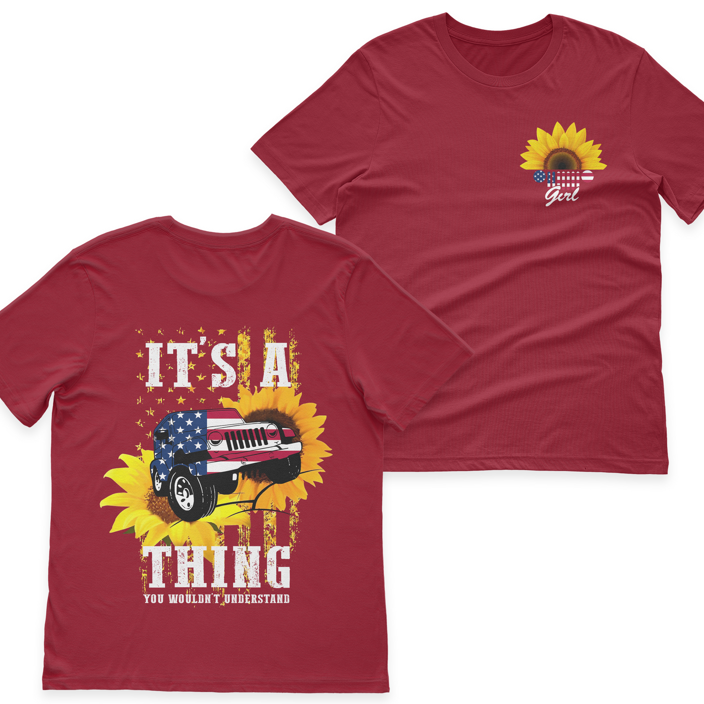 Jeep Girl Sunflower It's A Jeep Thing American Flag T-Shirt Hoodie