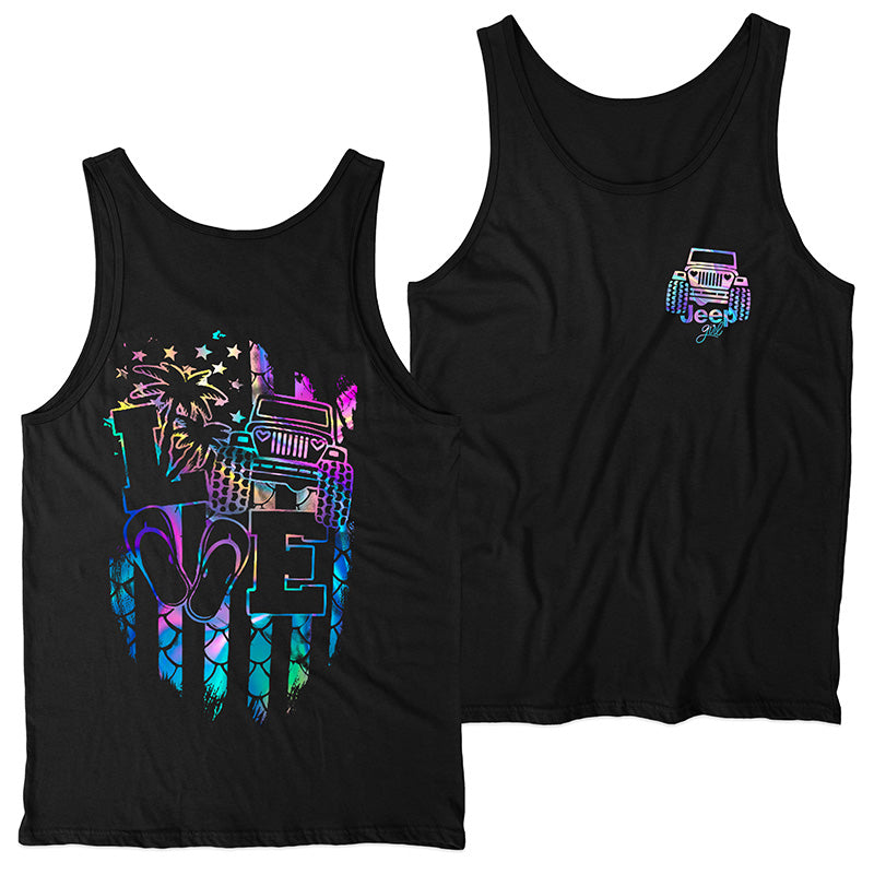 Jeep Girl Loves Beach Holographic T-Shirt Hoodie