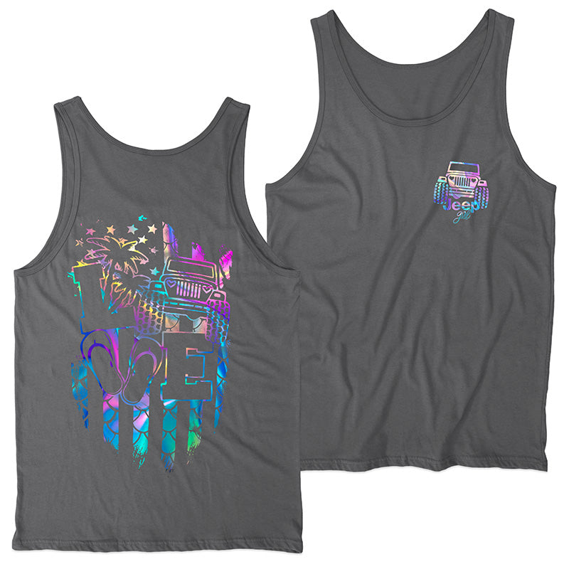 Jeep Girl Loves Beach Holographic T-Shirt Hoodie