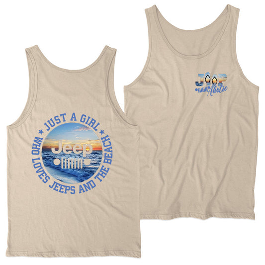 Just a Girl Who Loves Jeeps and The Beach Tank Top Supler Store