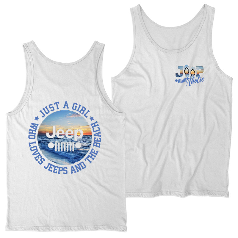 Just a Girl Who Loves Jeeps and The Beach Tank Top Supler Store