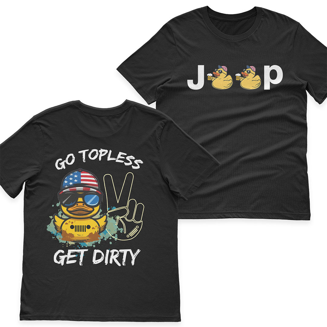 Jeep Duck Offroad Go Topless Get Dirty Beer American Flag T-Shirt Hoodie