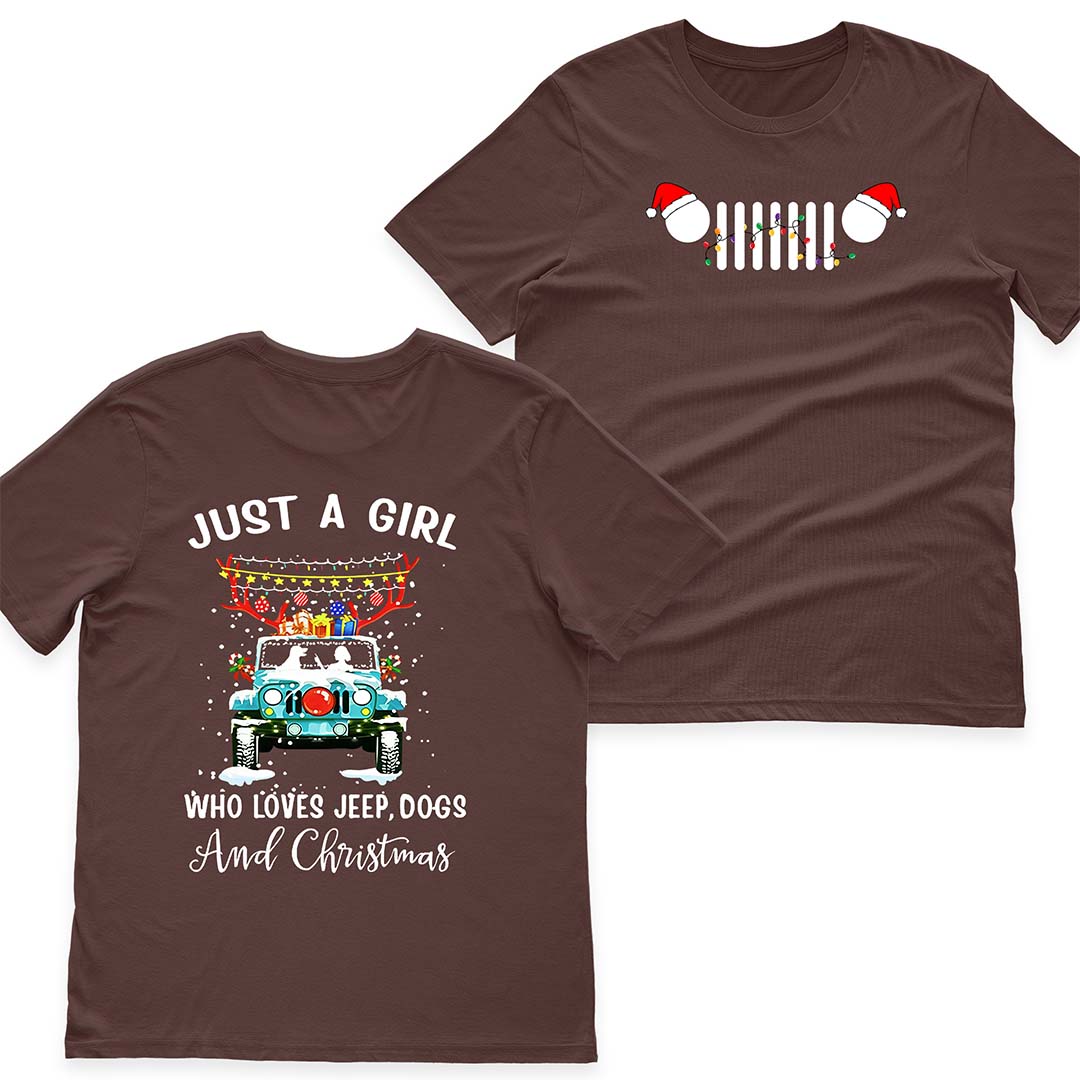 Just A Girl Who Loves Jeep, Dogs And Christmas T-Shirt Hoodie Supler Store