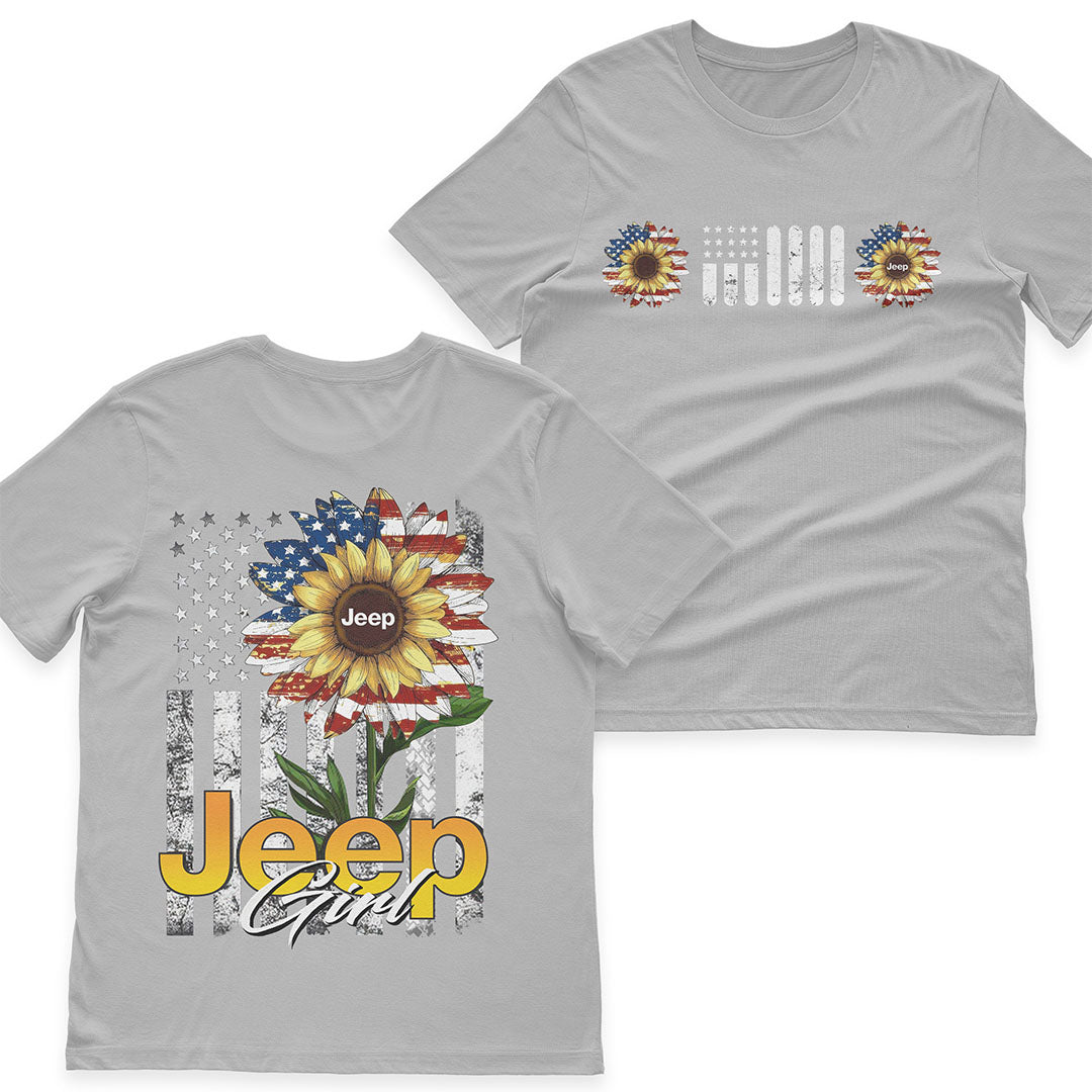 Jeep Girl Sunflower American Flag T-Shirt Hoodie Supler Store