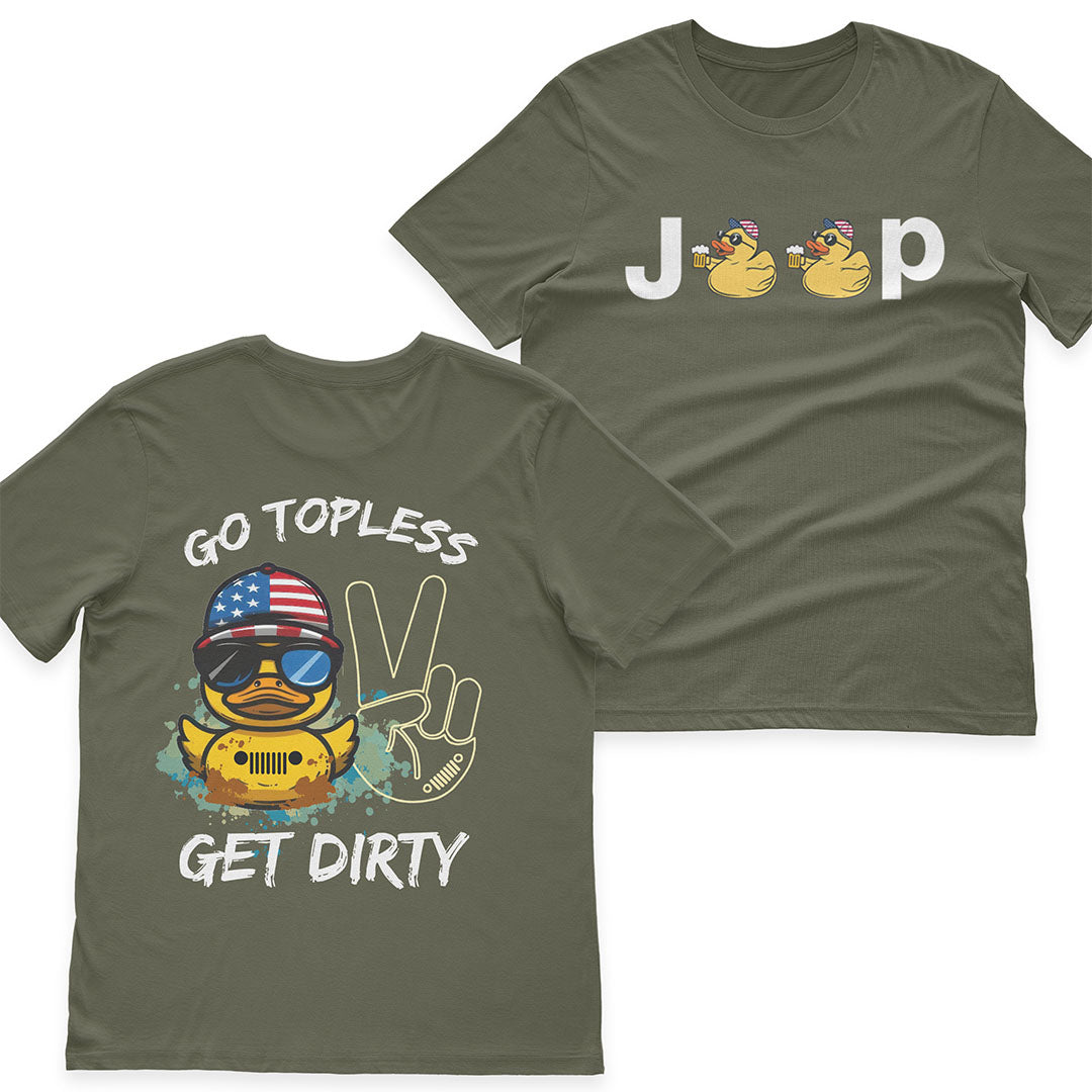 Jeep Duck Offroad Go Topless Get Dirty Beer American Flag T-Shirt Hoodie